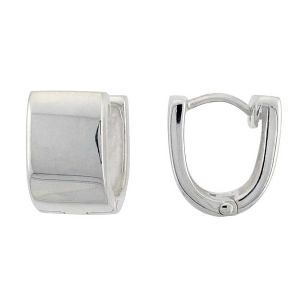 Sterling Silver Huggie Earrings U-Shape Flawless Finish 1/2 inch
