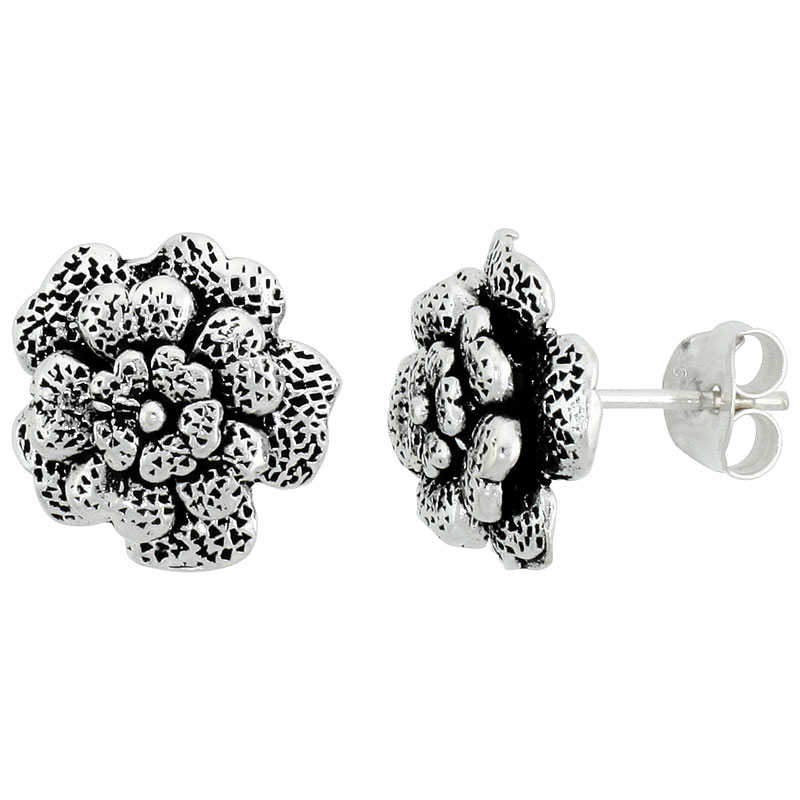 Sterling Silver Spotted Orchids Earrings, 9/16 inch wide