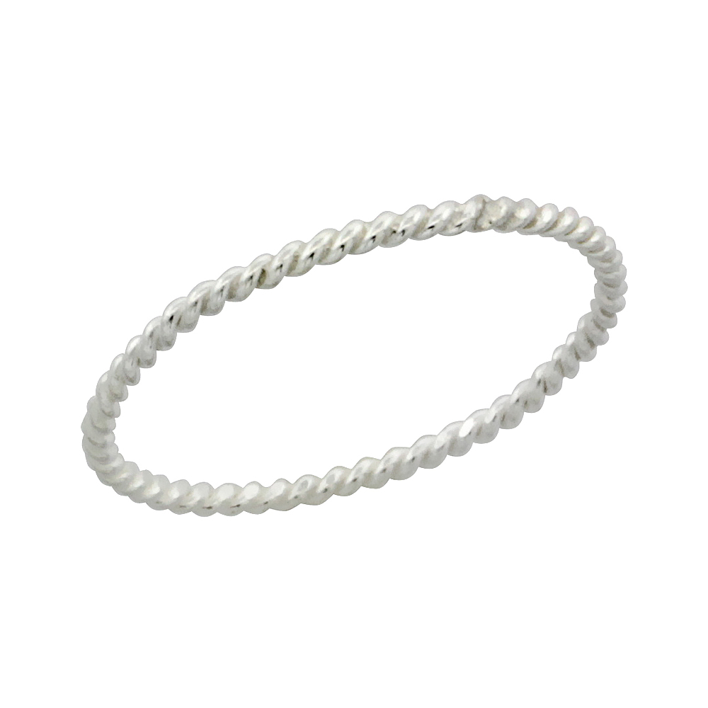 Sterling Silver Twisted Toe Ring / Kid's Ring Very Thin 1mm , sizes 1 - 7 with half sizes