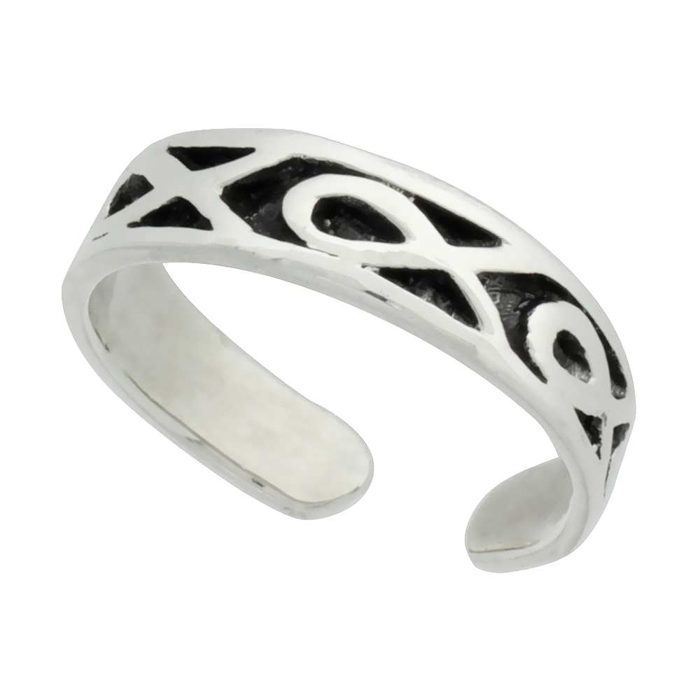 Sterling Silver Looped Design Adjustable Toe Ring 5 mm