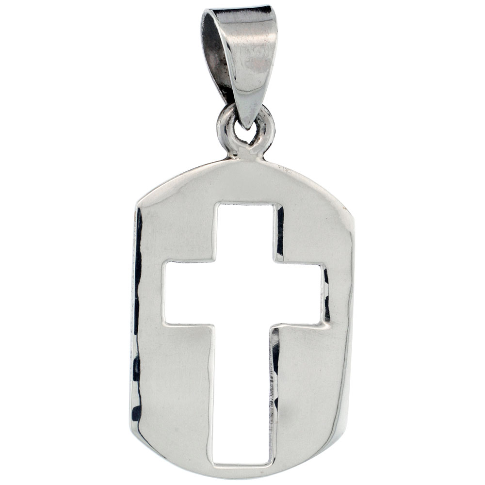 Sterling Silver Cut-out Cross Frame 7/8 inch long