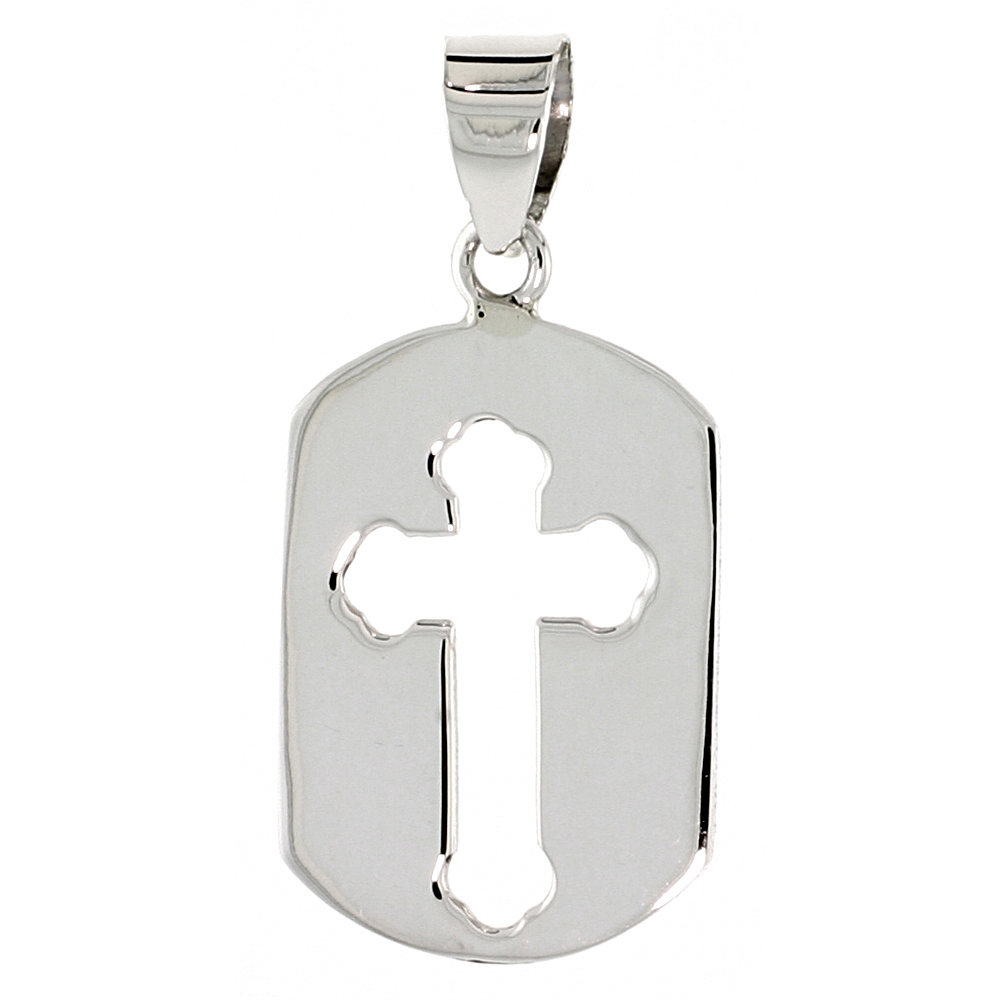 Sterling Silver Cut-out Square Cross Frame 7/8 inch long