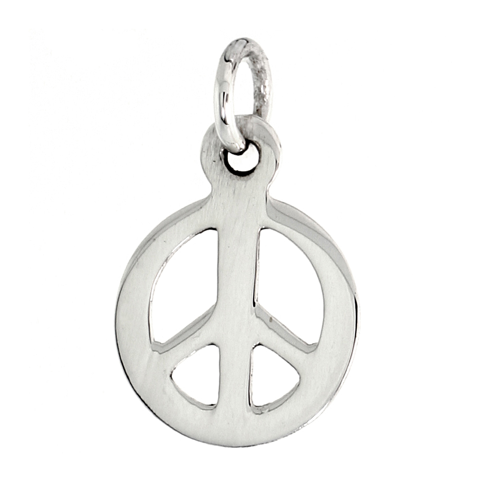 Sterling Silver Tiny Peace Sign Pendant 1/2 inch wide