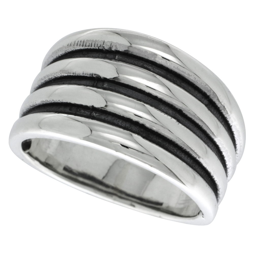 Sterling Silver Scalloped Dome Ring 5/8 inch wide sizes 5 - 11