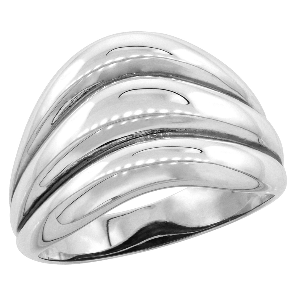Sterling Silver Scalloped Dome Ring 7/16 inch wide sizes 5 - 14
