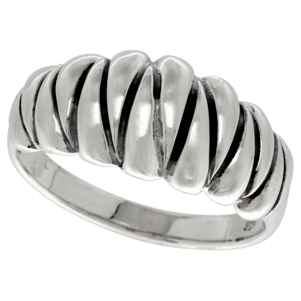 Sterling Silver Scalloped Dome Ring 3/8 inch wide sizes 4 - 14