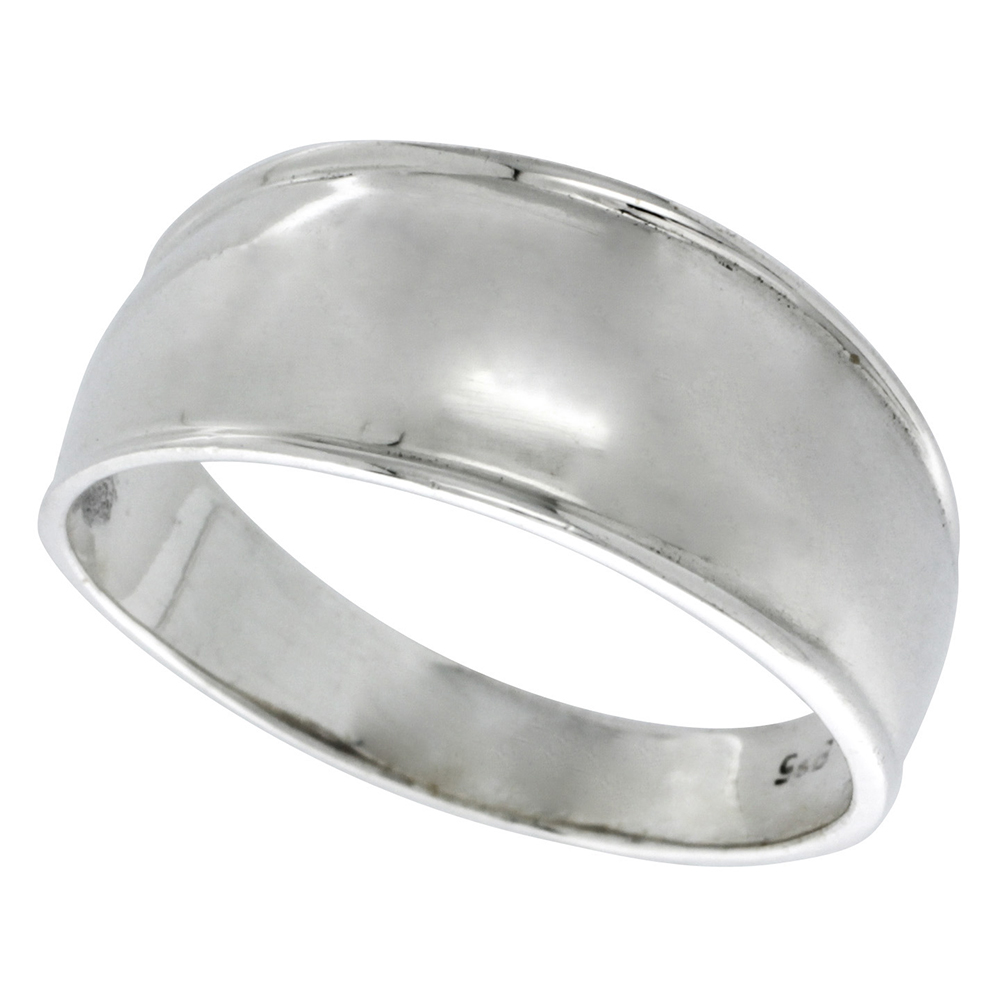Sterling Silver Dome Cigar Band Ring 5/16 inch wide sizes 5 - 13