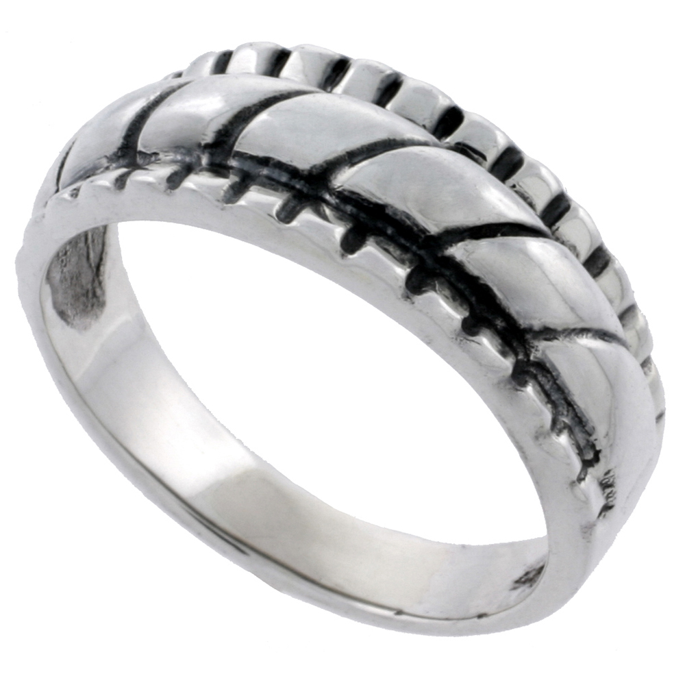 Sterling Silver Rope Design Ring 1/4 inch sizes 5 - 14