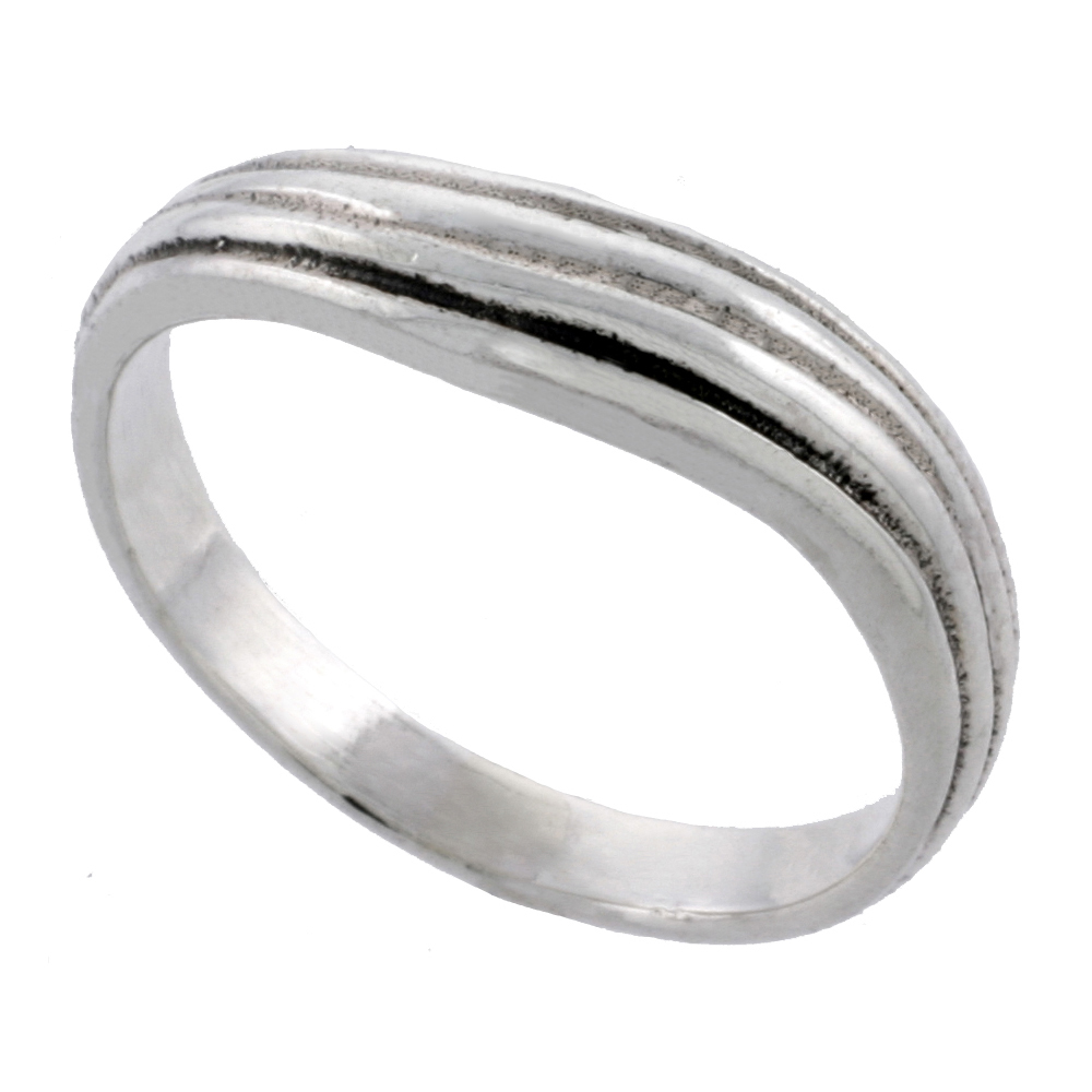 Sterling Silver Wavy Ring 3/16 inch wide sizes 4 - 12