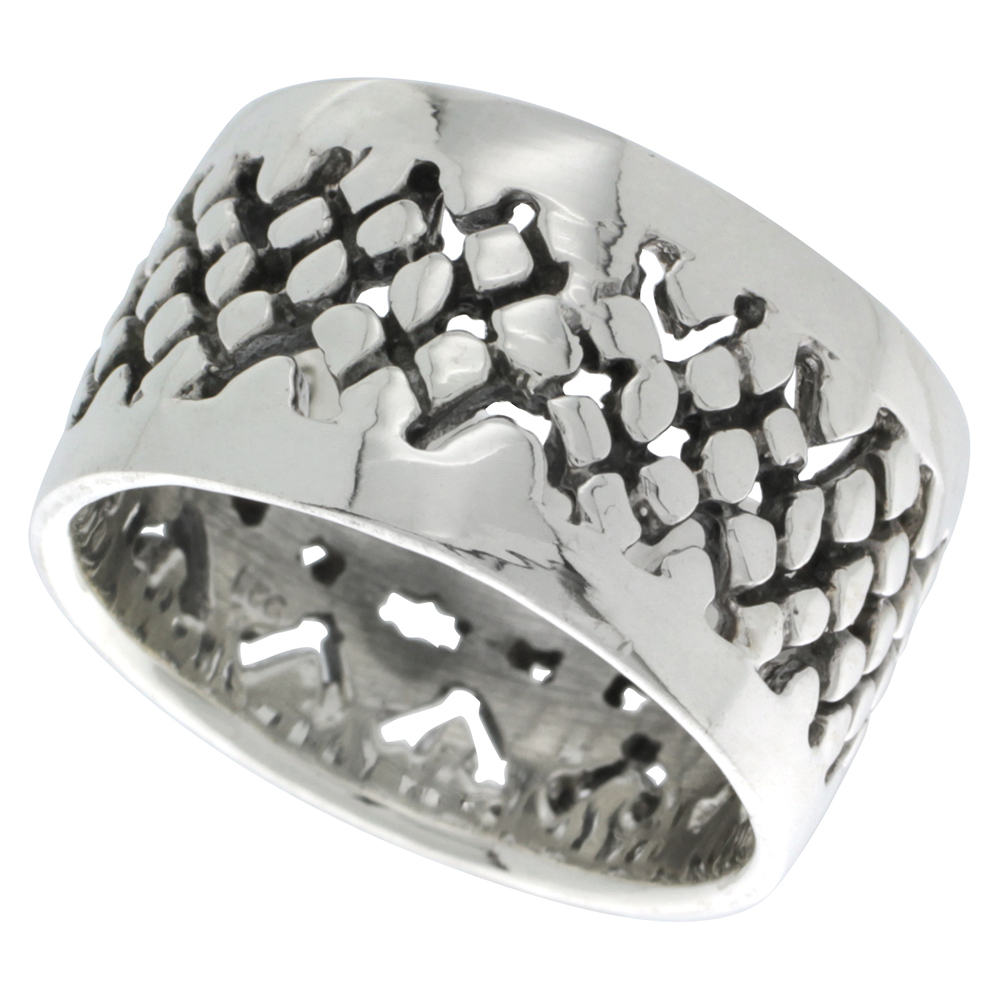 Sterling Silver Pebbles Ring 1/2 inch wide sizes 6 - 12