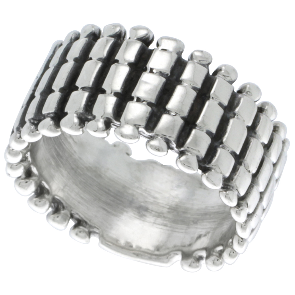 Sterling Silver Beaded Ring 7/16 inch wide sizes 5 - 11