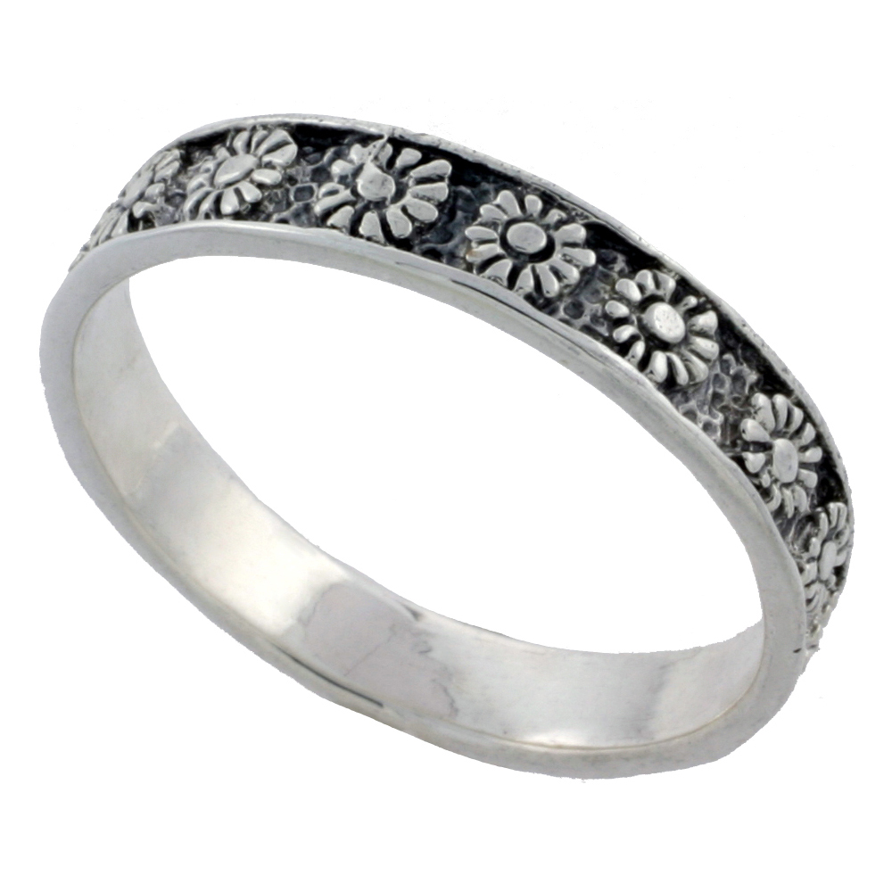 Sterling Silver Sunflower Ring Dainty 3/16 inch sizes 6 - 10