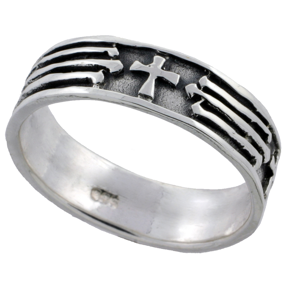 Sterling Silver Cross Ring 1/4 inch sizes 6 - 10