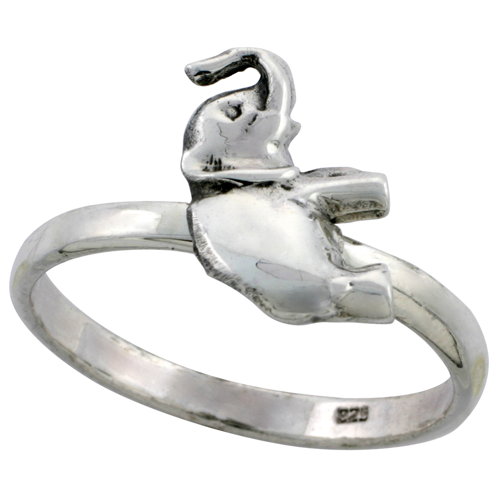 Sterling Silver Movable Elephant Ring 3/4 inch sizes 6 - 10