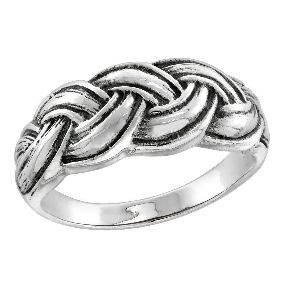 sterling silver Braided Ring for Women 11/32 inch