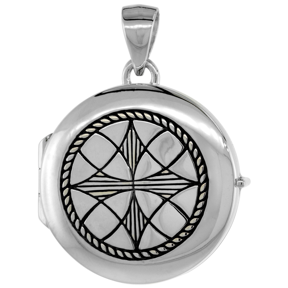 Sterling Silver Five-fold Celtic Knot Locket for Women7/8 inch Round for Women Flawless Polished Finish Available with or withou
