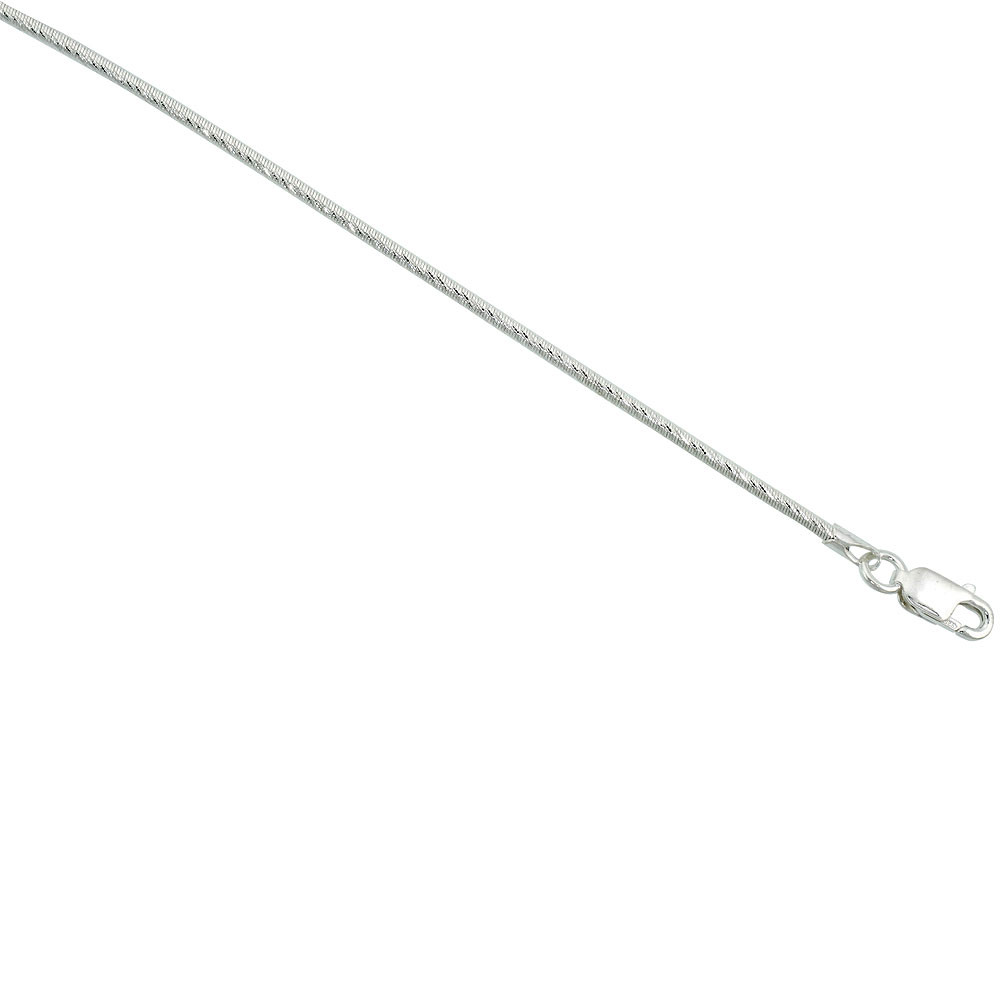 Sterling Silver Round Omega Necklace 1.6mm Diamond Cut Nickel Free Italy,