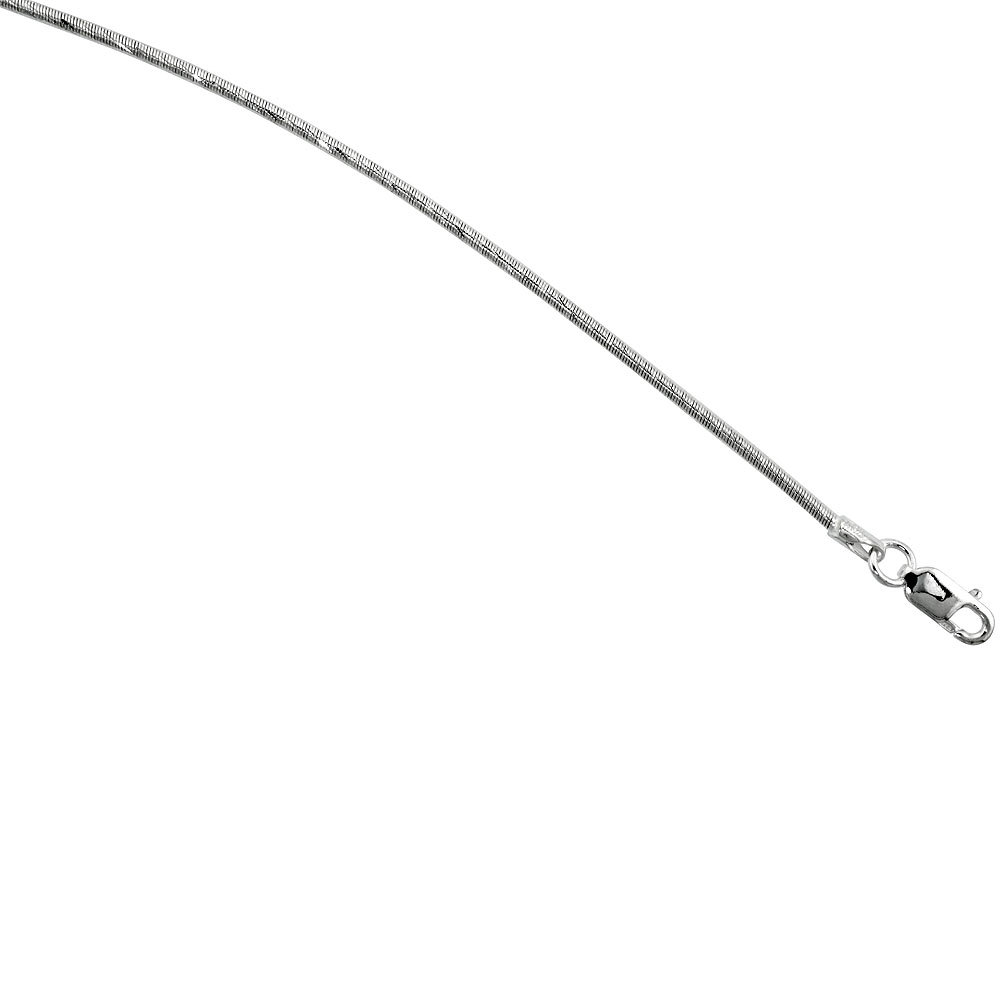 Sterling Silver Round Omega Necklace 1.6mm Diamond Cut Nickel Free Italy,