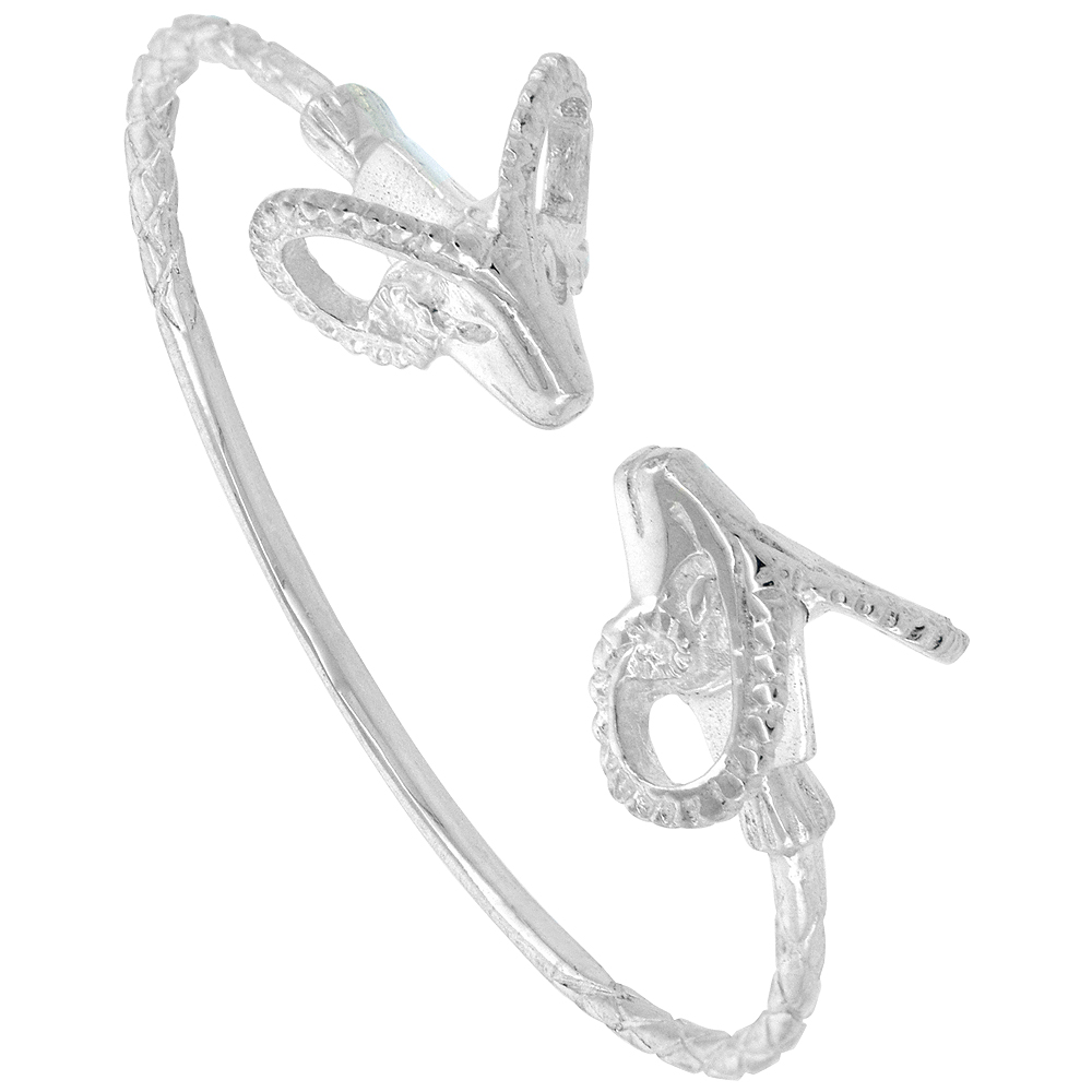 Sterling Silver West Indies Bangle Bracelet Ram Extra Small Size, 4.5 inch