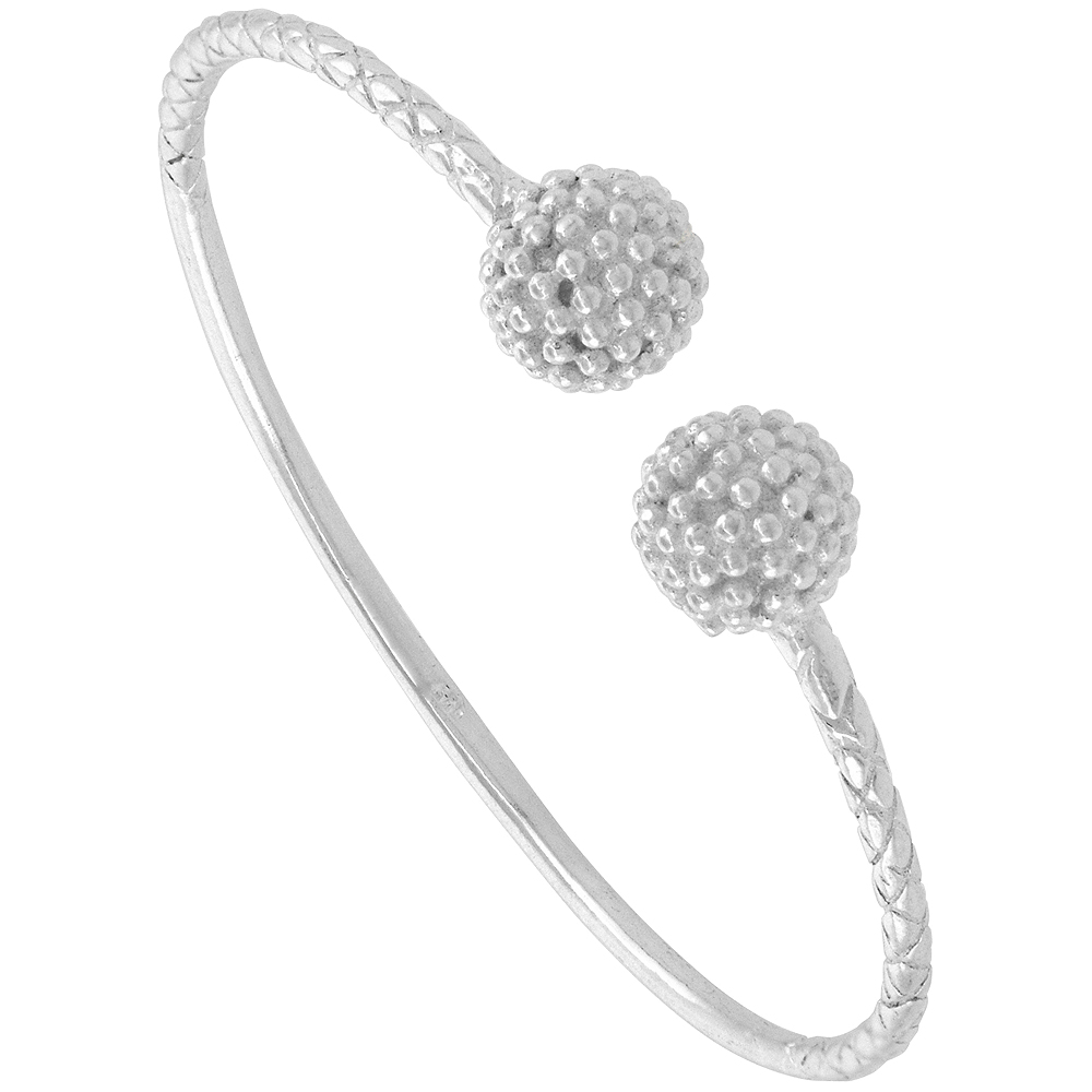 Sterling Silver West Indies Bangle Bracelet Golf Ball Extra Small Size, 4.5 inch