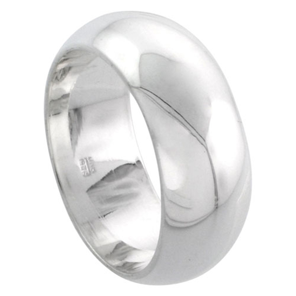 Sterling Silver 8 mm Domed Wedding Band