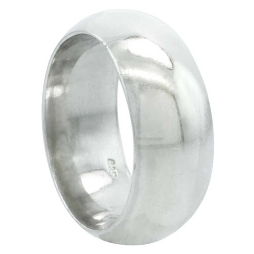 Sterling Silver 9 mm High Dome Wedding Band