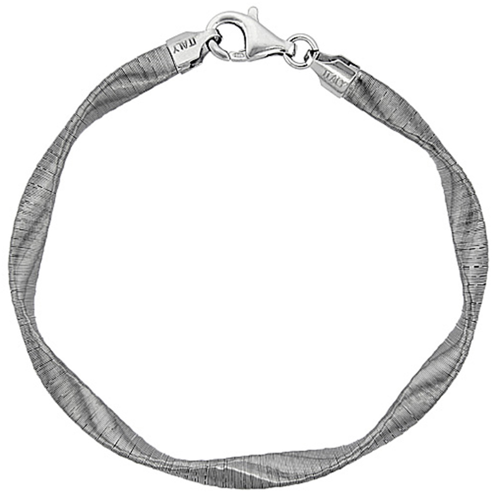 Sterling Silver Round Twisted Flexible Bracelet 5mm, 7.5 inches long