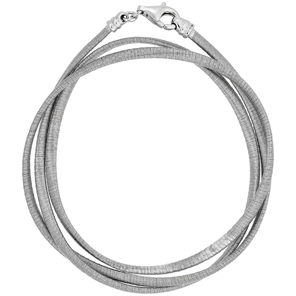 Sterling Silver Round Twisted Wraparound Bracelet 3mm, 7.5 inches long