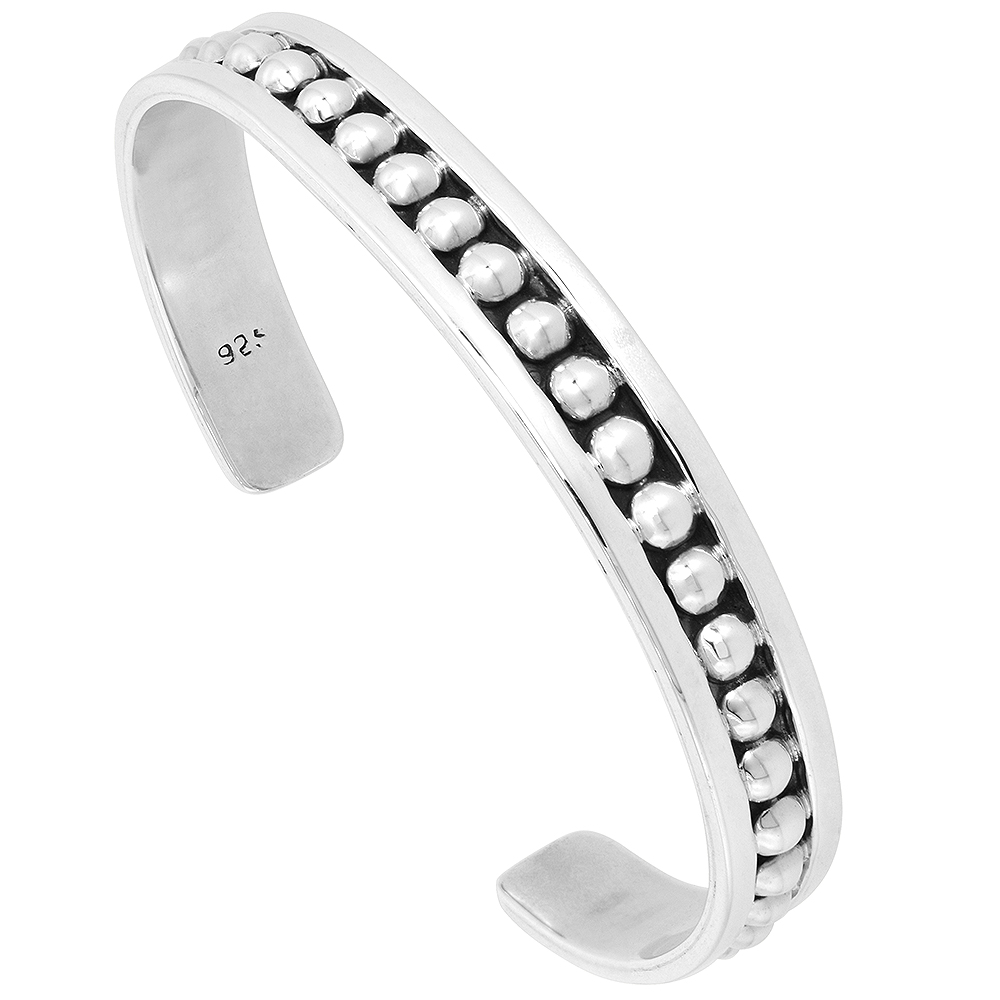 Sterling Silver Cuff Bracelet Wire with Rope Center Handmade 7.25 inch