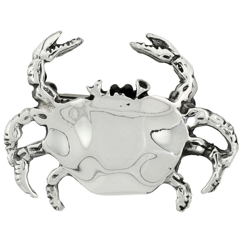 Sterling Silver Cancer Zodiac Sign, Crab Brooch Pin, 1 3/8" (35 mm) wide