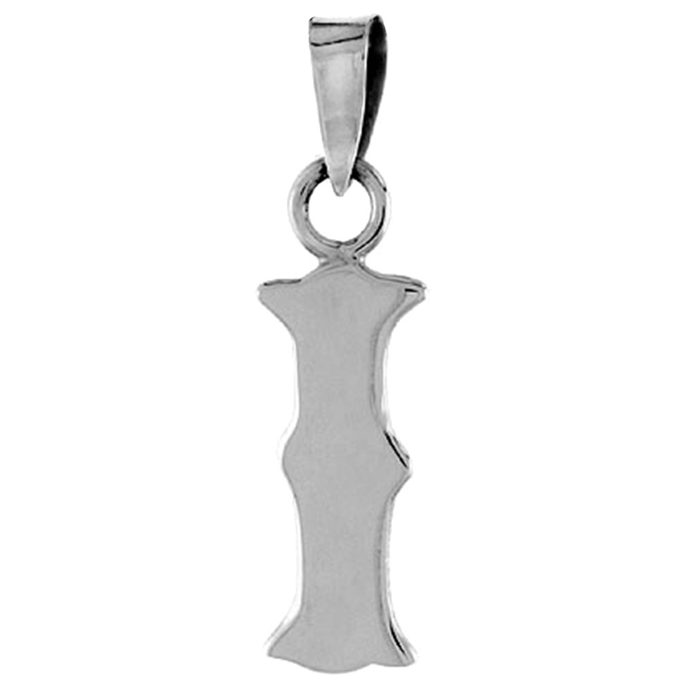 3/4 inch Sterling Silver Block Initial I Alphabet Pendant Alphabet Letters High Polished