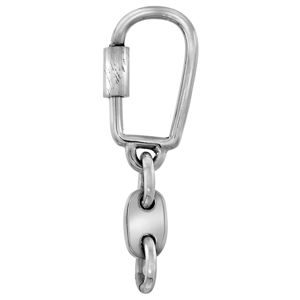 Sterling Silver Screw Lock Key Ring Finding Rounded 2 7/16 in. X 3/4 in. (61 mm X 20 mm)