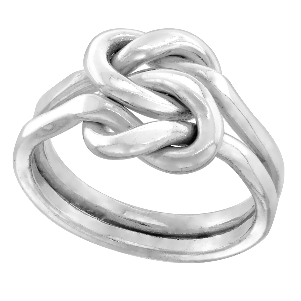 Sterling Silver Love Knot Wire Wrap Ring Handmade 5/8 inch wide