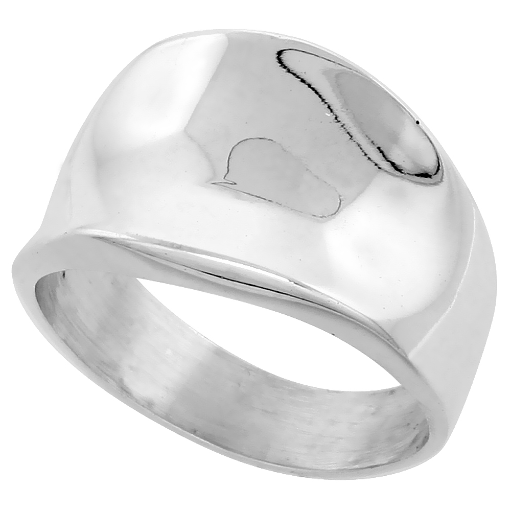 Sterling Silver Cigar Band Ring Concave Handmade 9/16 inch wide