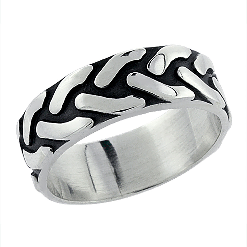 Sterling Silver Braided Rope Ring Band for Men Sailors Knot Design 5/16 inch wide sizes 8 - 13 with half sizes