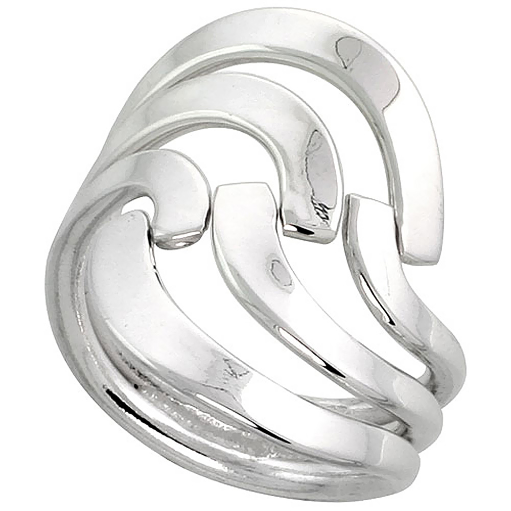 Sterling Silver Wire Wrap Ring for Women Forks Bypass Handmade 1 inch long sizes 6 - 10