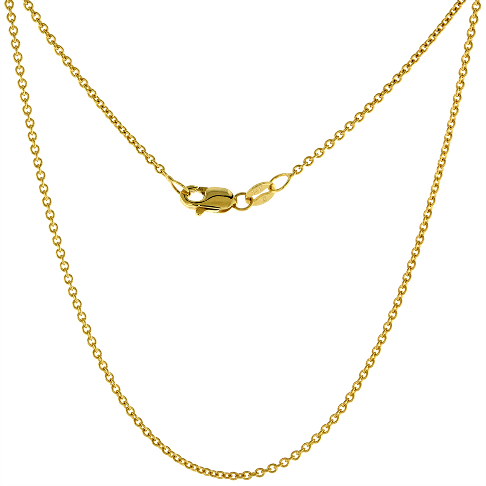 Thin 14k Yellow Gold 1.5mm Cable Link Chain Necklace for Women High Polish 16-20 inch