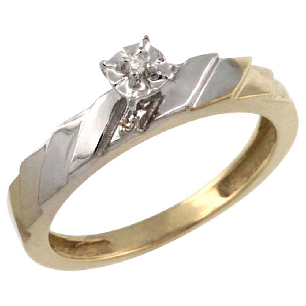 Gold Plated Sterling Silver Diamond Engagement Ring 5/32 inch wide