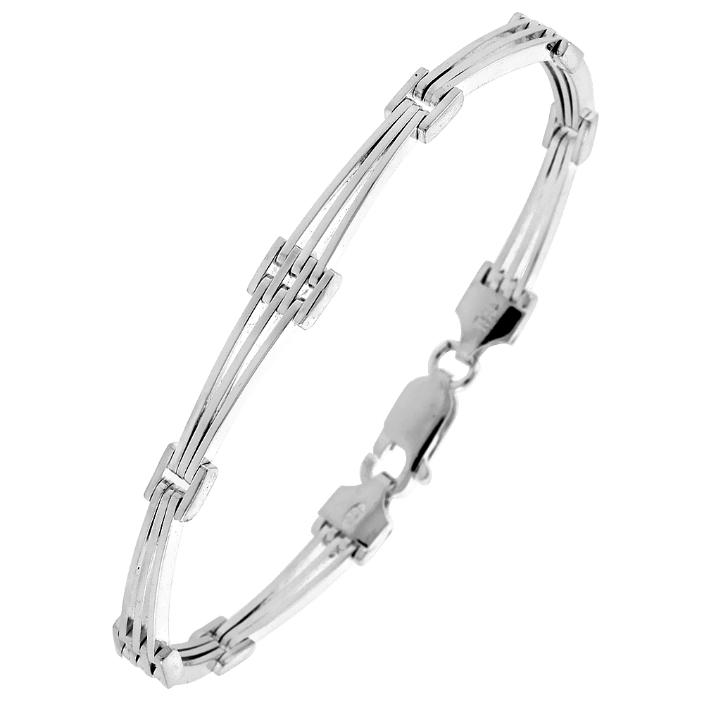 Sterling Silver Italian Binario ( BAR ) Bracelet 7" and 8"