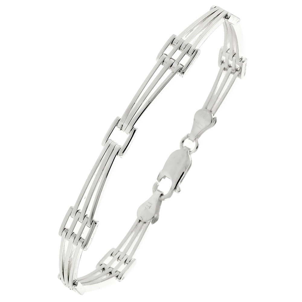 Sterling Silver Italian Binario ( BAR ) Bracelet 7" and 8"