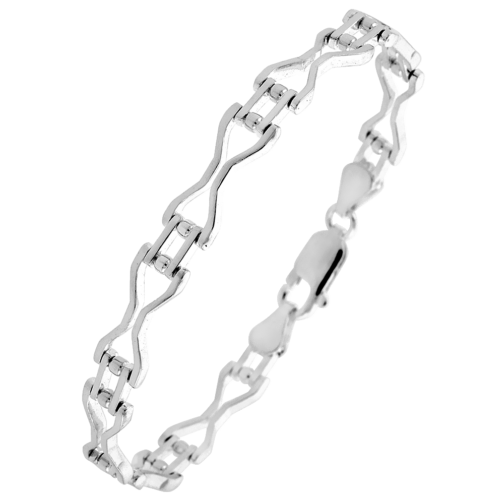 Sterling Silver Italian Binario ( BAR ) Bracelet 7" and 8"