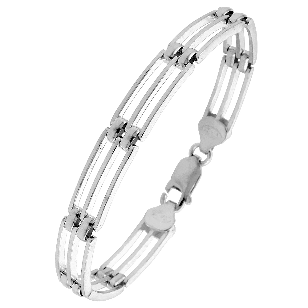 Sterling Silver Italian Binario ( BAR ) Bracelet 7" and 8"