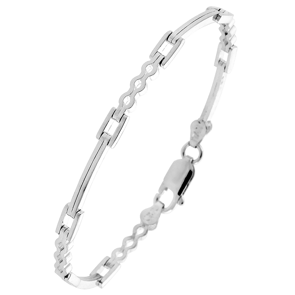 Sterling Silver Italian Binario ( BAR ) Bracelet 7" and 8"