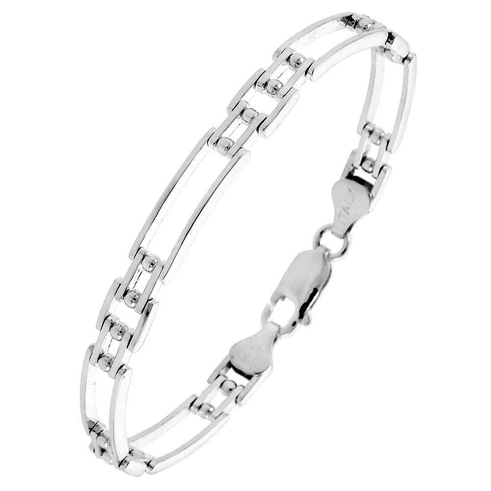 Sterling Silver Italian Binario ( BAR ) Bracelet 7" and 8"