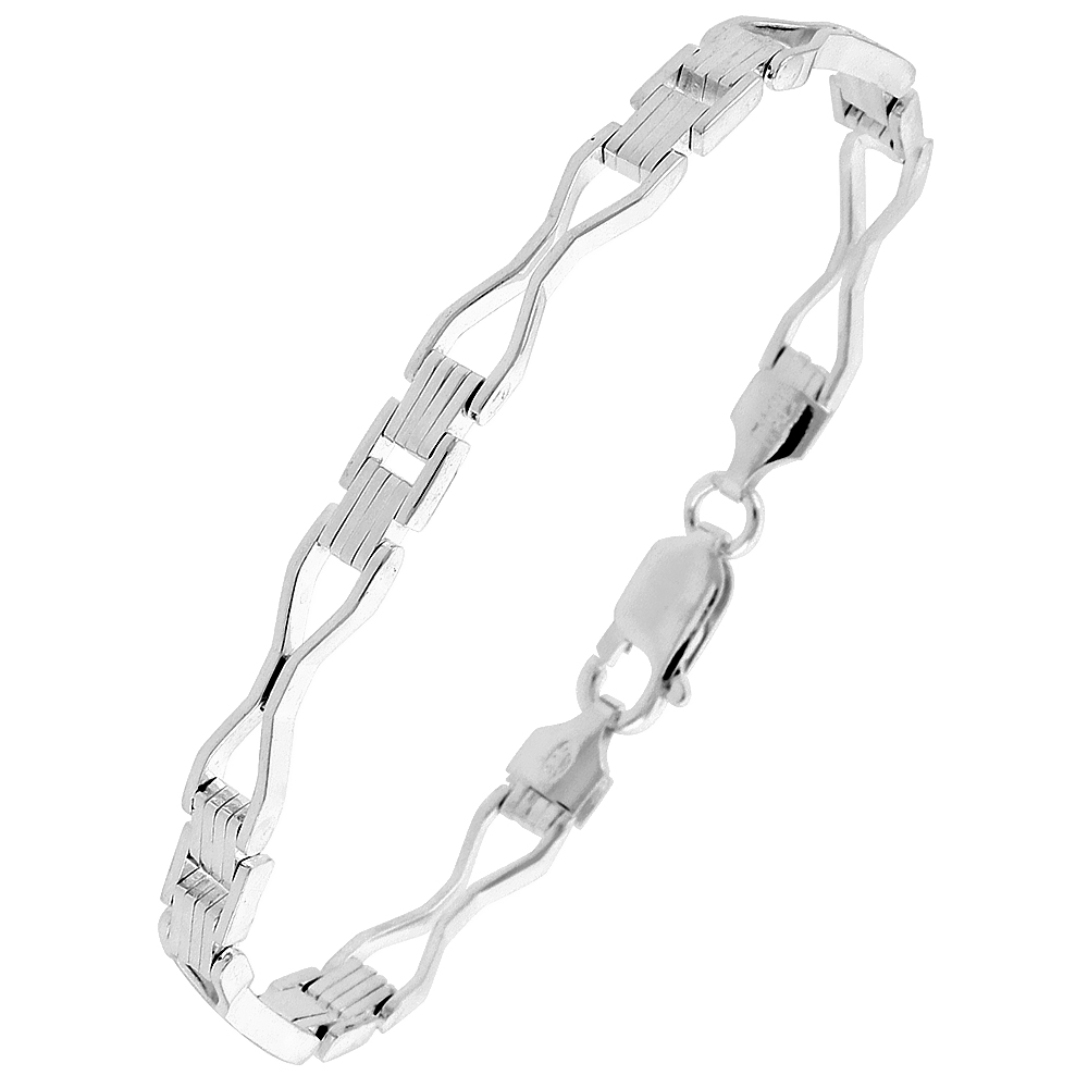 Sterling Silver Italian Binario ( BAR ) Bracelet 7" and 8"