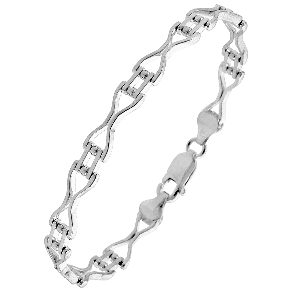 Sterling Silver Italian Binario ( BAR ) Bracelet 7" and 8"