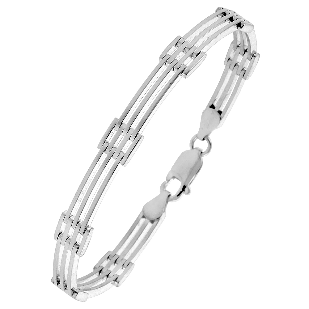 Sterling Silver Italian Binario ( BAR ) Bracelet 7" and 8"
