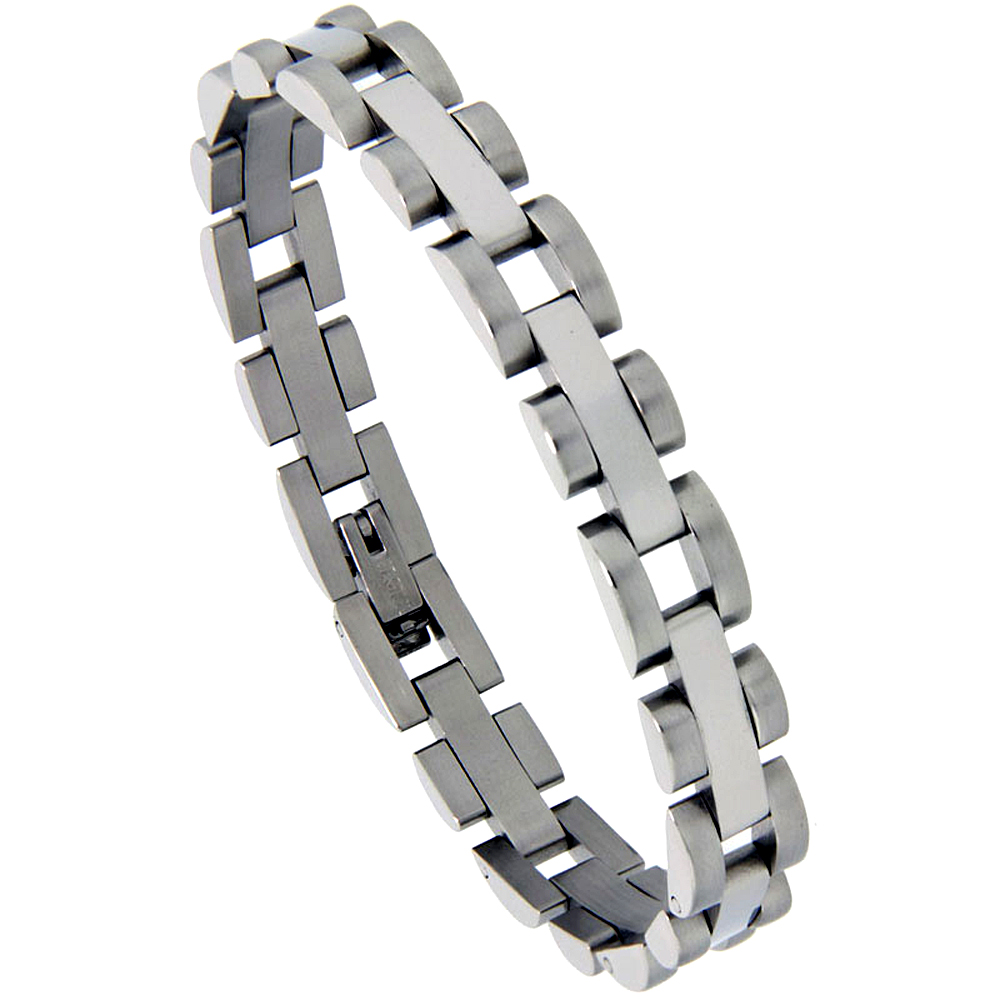 Stainless Steel Bracelet For Men Satin Finished, 5/16 inch wide, 7.5 inch long