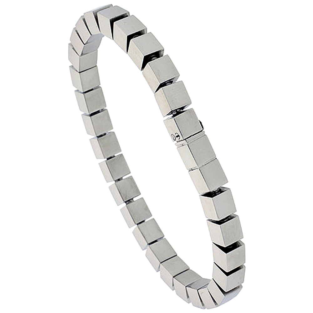 Stainless Steel Cubes Bracelet for Women 1/4 inch wide, 7.5 inch Stainless Steel Cubes Bracelet for Women 1/4 inch wide, 7.5 inch