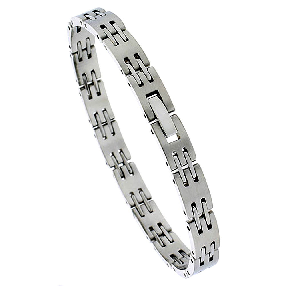 Stainless Steel Bar Link Bracelet for Women, 7.5 inches Stainless Steel Bar Link Bracelet for Women, 7.5 inches